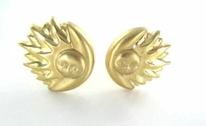 14KT YELLOW GOLD EARRINGS SUN & MOON ECLIPSE WICCA JEWELRY SPIRITUAl 015713119 - Picture 1 of 9