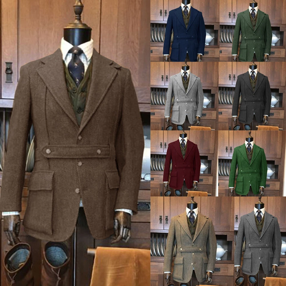 De colección Tweed Hombres Trajes Abrigo de Caza Británico Negocios Informal Fiesta Ropa Blazers Foto 1 de 4