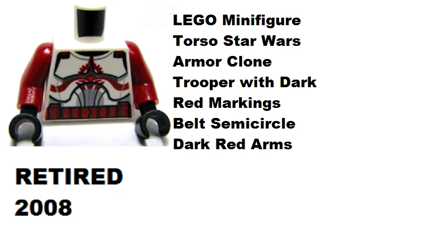 LEGO Minifigura Torso Star Wars Armadura de Batalla Soldado Clon Rojo Oscuro Marcas Foto 1 de 1