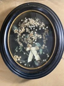 Superb Antique 1874 Victorian Mourning Wreath In Shadowbox Case - Picture 1 of 12