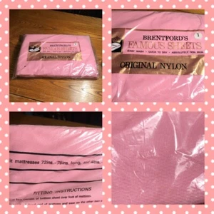 NEW IN PACKET VINTAGE BRENTFORDS FAMOUS SHEETS PINK ORIGINAL NYLON SHEET SINGLE - Picture 1 of 12