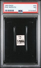PHIL RIZZUTO Yankees RARE 1950/1952 R423 #90 Orange Back Baseball Card PSA 7