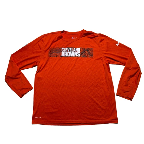 Nike On Field Cleveland Browns Shirt Mens Size XL Orange Dri Fit Long Sleeve Cover