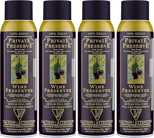 PRIVATE PRESERVE Wine Preserver Inert Gas Aerosol Bottle Sparging System x4 - Picture 1 of 3