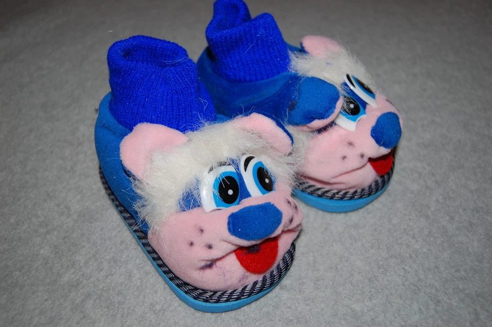 ZAPATILLAS CABEZA ANIMAL DE PELUCHE para niñas pequeñas suelas de goma TOP AZUL cara rosa TALLA 6 Foto 1 de 1