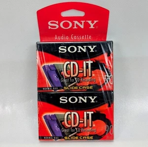 Sony Cassette CD-IT 90 Min Blank Audio Tapes WCase Normal Bias Sealed NEW 2 Pack - Picture 1 of 5