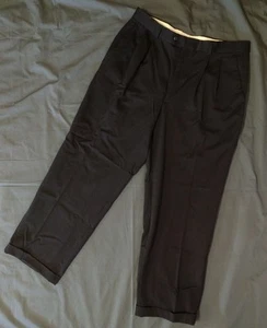 Executive Collection Mens Pleat Front Cuffed Black 100% Wool Pants Size 36 x 29 - Picture 1 of 6
