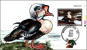 Scott RW58 $15.00 1991 Duck Stamp Judith Fogt Hand Painted FDC 4 Of 50 - Picture 1 of 2