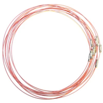 Collar de alambre de acero inoxidable rosa NW139 con cierre de plata para collar colgante 1 pieza Foto 1 de 2