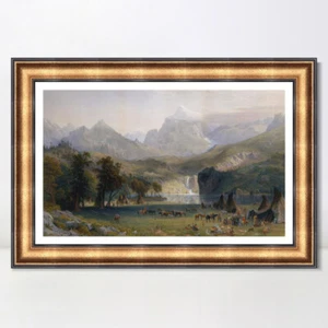 Impresión en giclee enmarcada Magasin India Dans Les Montagnes Rocheu por Albert Bierstadt - Imagen 1 de 16