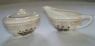 Cunningham & Pickett: SPRING VIOLET - SUGAR & CREAMER w/ LID - Image 1 of 4
