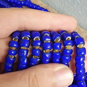 Abalorios comerciales antiguos venecianos azules blancos corazón AA 7-8 mm hilo largo 24" - Imagen 1 de 12