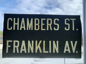 NYC SUBWAY ROLL SIGN 1930'S FRANKLIN AVE CHAMBERS STREET BATTERY PARK CITY HALL - Picture 1 of 5
