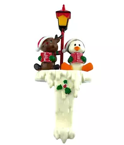 Caroler Pals Vintage Christmas Stocking Holder Reindeer and Penguin - Picture 1 of 8