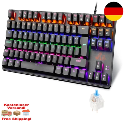 Mechanische Gaming Tastatur TKL 88 Tasten Blau Switch RGB Makro Anti-Ghosting - Bild 1 von 4