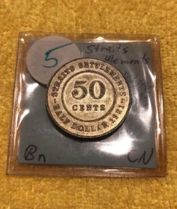 1921 George V King Emperor Of India Straits Settlements 50 Cents Silver Coin AV - Picture 1 of 2