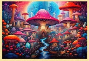 Nuevo tapiz de pueblo de setas ocultas decoración colgante de pared cubre nuevo en paquete setas - Imagen 1 de 6
