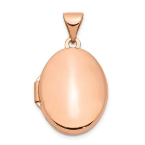 14k Rose Gold Polished 17mm Plain Oval Locket Pendant Perfect Gift for Her - Picture 1 of 6