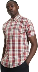 Ben Sherman Check Shirt Short Sleeve Cerise 1012457 - Picture 1 of 3