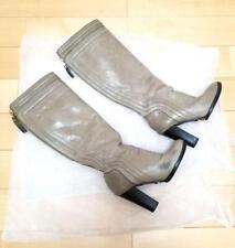 Chloe Boot Leather Long Beige Gray Women's US 5.5 Authentic