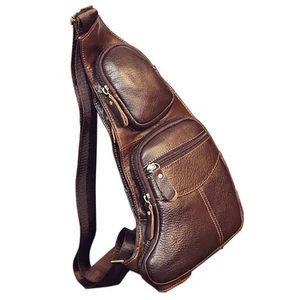 Leather Sling Bag Backpack for Men Women Crossbody Shoulder Chest Day Pack Ou... - Picture 1 of 7
