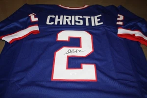 BUFFALO BILLS STEVE CHRISTIE #2 SIGNED AUTOGRAPHED CUSTOM BLUE JERSEY JSA - Picture 1 of 2