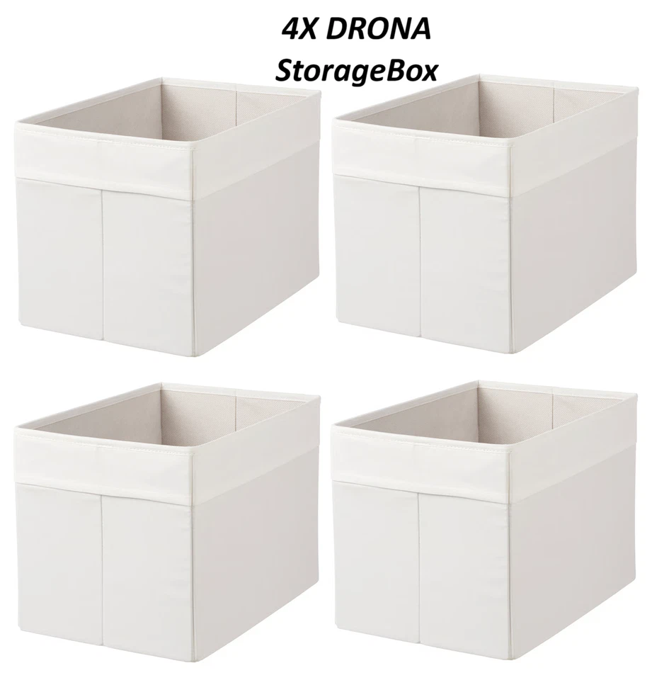 4X IKEA DRÖNA White Fabric Storage Box Fits KALLAX Shelf Unit 9¾x13¾x9¾ Inches - Image 1 of 4