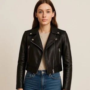 Barneys Originals Jacke Damen 12 Clara Biker Moto echtes Schafsleder schwarz - Bild 1 von 7