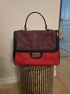 AUTHENTIC KESSLORD Nubuck Leather Colorblock XL Handbag EUC - Picture 1 of 15