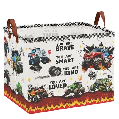 Monster Truck Storage Laundry Basket, Kid Room Decor for Boys ,Rectangular Gi... - Image 1 of 4