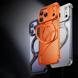 For iPhone 17 Pro Max 16 15 14 13 Z-Shaped Metal Frameless Magnetic Stand Case - Picture 1 of 17