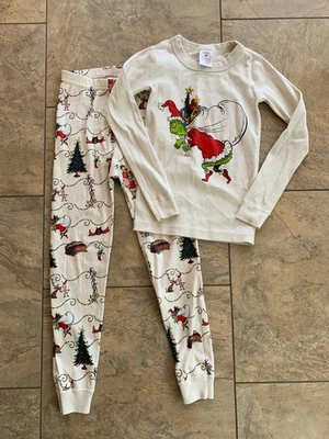 Hanna Andersson Kids Dr Seuss Grinch Long John Pajama Set Sz 6-7 Organic Cotton - Image 1 of 4
