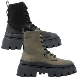 Palladium Ladies PallaSquad Canvas Tall Boots Chunky High Heel Combat Canvas - Picture 1 of 11