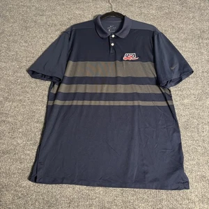 USA Hockey Shirt Mens Large Navy Blue Nike Dri Fit Vapor Polo Colorblock Hockey - Picture 1 of 15
