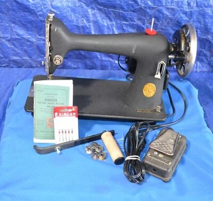MOTOR Y MANIVELA MÁQUINA DE COSER SINGER 66-18 ACABADO ARRUGADO NEGRO REPARADO - Imagen 1 de 15