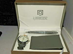 QBOS Men's Wrist Watch Gift Set in Original Box RUNS! - Picture 1 of 6