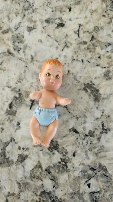 1990s Mattel Barbie Baby Krissy Doll Red/Orange Hair Green Eyes Blue Diaper Rare - Image 1 of 2
