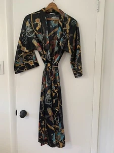 Women's Silky Kimono Style Robe Multi-Colored  Satin Tie Size Small with Pockets - Picture 1 of 8