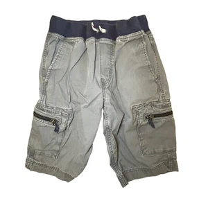 Hanna Andersson Shorts Boys SZ 12 150 Cargo Canvas Gray Elastic Waist Drawstring - Picture 1 of 7