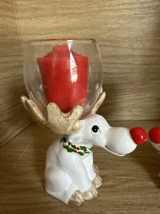 1976 Fitz & Floyd Candle Holder Ruldoph Red Nose Reindeer Christmas Figurines - Picture 1 of 15
