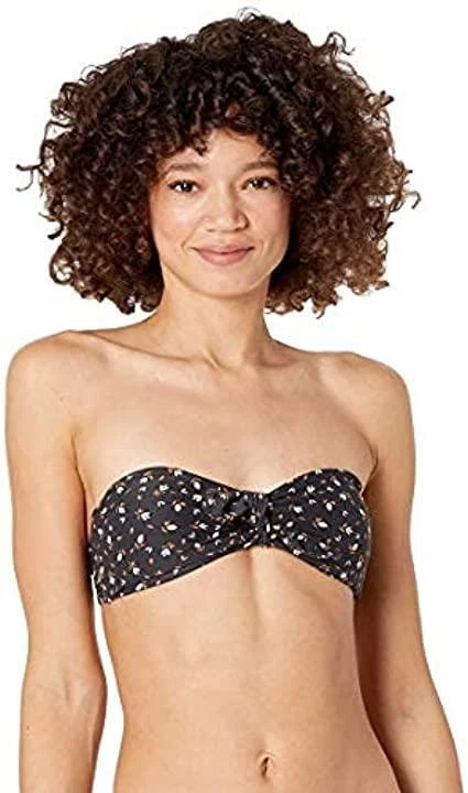 Billabong 281702 Women's Tropic Moon Tie Front Bikini Top Black Pebble M