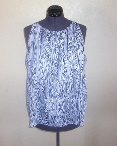 Top sin mangas sedoso estampado azul marino y blanco porofrase para mujer X-grande - Imagen 1 de 2