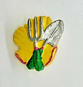 Handbemalte gelbe Handschuhe & Gartengeräte - Kunststoff LaMode Knopf - Bild 1 von 2