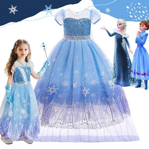 Deluxe Facny Dress Up Princess Frozen Elsa Costumes for Girls Party Cosplay Gift - Picture 1 of 22