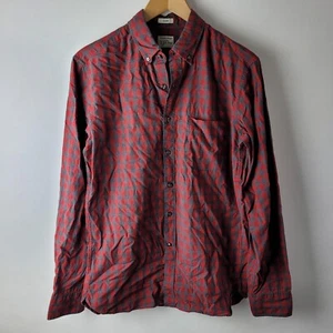 J Crew Men Size S Red Grey Check Cotton Slim Shirt Top Smart Casual Relaxed - Picture 1 of 11