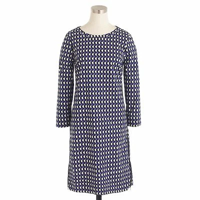 Nuevo con etiquetas Vestido J.Crew Alto Jet-Set Geo Shift en Púrpura Negro Multi Cremallera Lateral 2T 2 $138 Foto 1 de 4