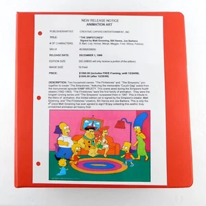 Simpsons Flintstones Hanna Barbera Gallery Laminated Cel Binder Page - Picture 1 of 1