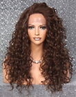 Human Hair Blend HEAT OK Thick Curly Lace Front Wig Long Auburn Mix Women Natura