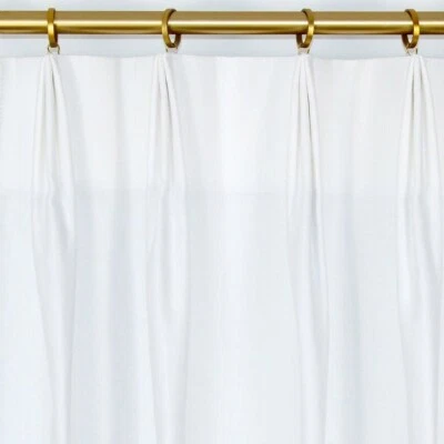 Custom Drapes - Pleated & Lined - 7 oz. Cotton Duck White - 1 Pair / 2 Panels - Image 1 of 4