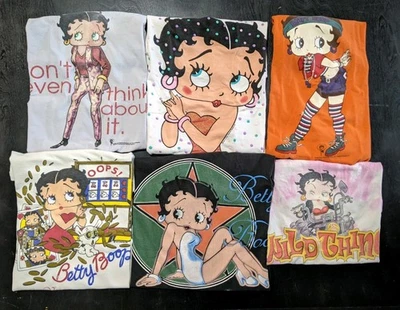Лот из 6 винтажных футболок 1990-х/2000-х Betty Boop M-2XL с принтом Coming & Going All-Over - Изображение 1 из 4